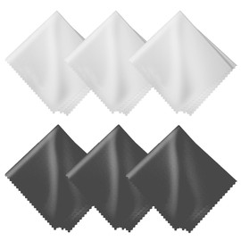 Microfiber Cleaning Cloths 6 Pack – 6x7 Inch Lint‑Free Lens & Screen Cleaner – Eyeglass Camera Phone Tablet TV Cloth – Reusable Scratch‑Free Streak‑Free – 3 Dark Grey & 3 White Individually Wrapped