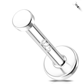 Melighting 16G Tragus Stud Sterling Sliver 925 Cartilage Earring Internally Threaded Labret Stud Flat Back Earring 8 mm Helix Piercing 2 mm
