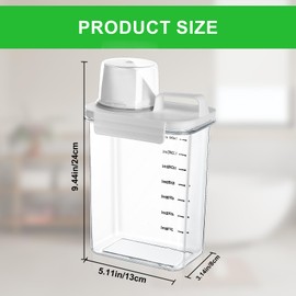 JJWUYUE JJWUYUE 1800ml Luftdichter Waschmittelspender mit Messbecher, Waschmittel Waschpulver Aufbewahrungsbox,Waschpulverspender, Waschmittelbox Vorratsbehälter für Waschmittel Futterbehälter
