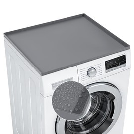 Silicone Washing Machine Cover Mat Waterproof Washer Dryer Top Protector Mat 27”x 27" Non-Slip Silicone Laundry Pad for Top Load Washing Machine Refrigerator Countertop