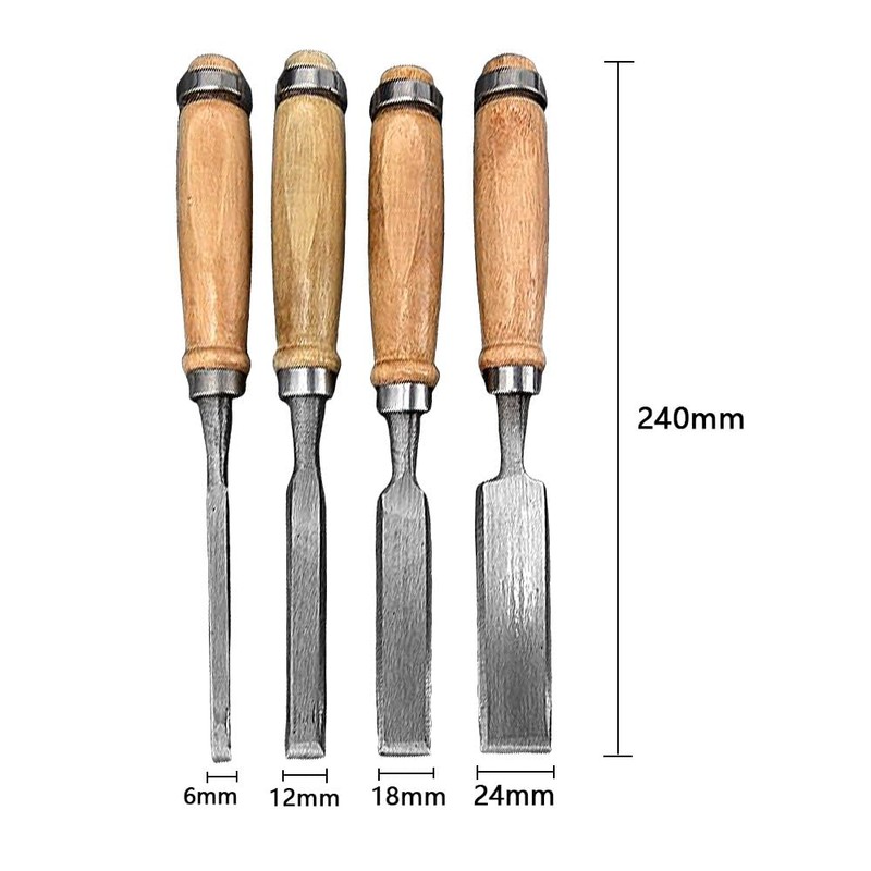 Set of 4 Chisel Tool Chisel for Carpentry 0.27/0.7/0.71/0.9 inches