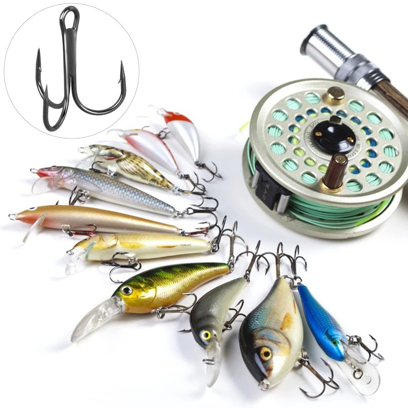 FORYNXHWIN 50 Piece Treble Hooks Set, Treble Fishing Hooks, Carbon