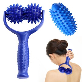 Riisoyu Massagebälle Massage Roller, Massageroller mit Griff mit 3 Igelball Massageball Massagegerät Fascia Ball Auswechselbare Massagerollen für Beine RüCken Arme Schultern Muskelschmerzen, Blau