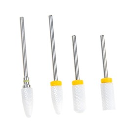 NOLITOY Nail Drill Bits for Nails 4pcs Ceramic Nail Drill Bits Set Nail Sanding Bands and Nail Drill for Nail Art