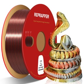 Reprapper Triple Color Filament Coextrusion PLA Filament 1.75mm for 3D Printer, Multicolor Like Dual Color Silk Rainbow pla, 2.2lbs (1kg), Silk PLA Gold/Copper/Black