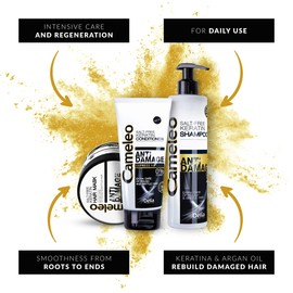 Cameleo - Keratin liquid - for damaged, dry, rough, brittle hair - regenerating repair treatment & care with biomimetic keratin & argan oil - heat protection - 150 ml