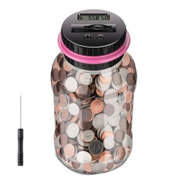 Digital Counting Money Jar, Digital Coin Counter with LCD Display Large Capacity Money Saving Box for Kids Adults as Gift on Christmas,Birthday (Pink)