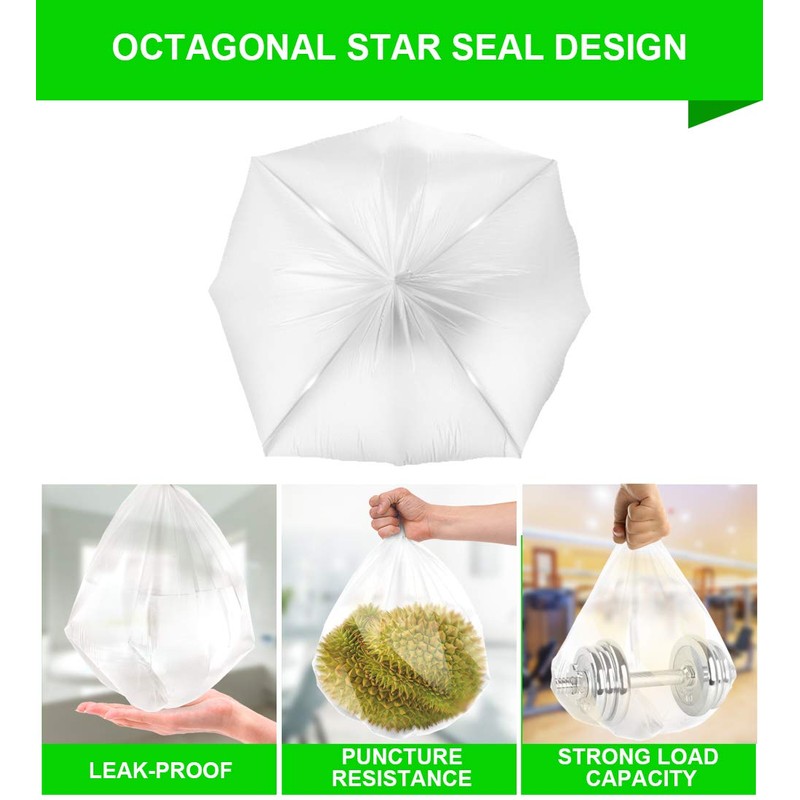 FORID 13 Gallon Trash Bags - Clear Plastic Garbage Bags
