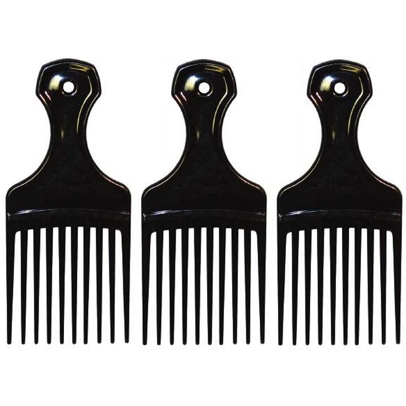 Comfort Axis Plastic Mini Comb and Lift Hair Pick, 3