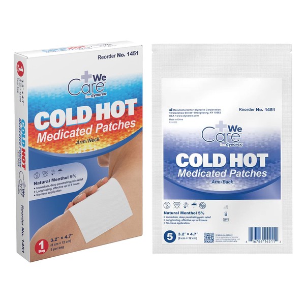 Dynarex Cold Hot Medicated Patches, Apply Directly to Skin for