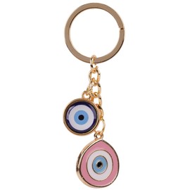 BCS Evil Eye Keychain Bag Charm - Good Luck & Protection Amulet - Car Keyring Purse Accessories for Women (Pink)