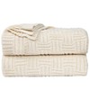 sourcing map 100% Cotton Cable Knit Throw Blanket,Soft Lightweight Lap