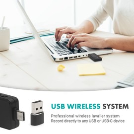 Movo WMX-1-UL USB-C Wireless Lavalier Microphone- USB Wireless Lapel Microphone for Computer, Smartphones, and Tablets- Wireless USB & USB-C Receiver, Transmitter, and Omnidirectional Lav Microphone