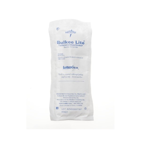 Medline Bulkee Lite Conforming Gauze Bandage, Sterile, 6" x 4.5 yd Stretched, 48 Count
