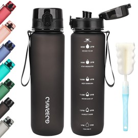 Gobravio Water Bottle 1l, Drinking Bottle BPA Free, Sports Water Bottle Leakproof Dishwasher Safe Water Bottle for Teenager, Adult, Sports, Hiking, Gym, Outdoor, School & Office