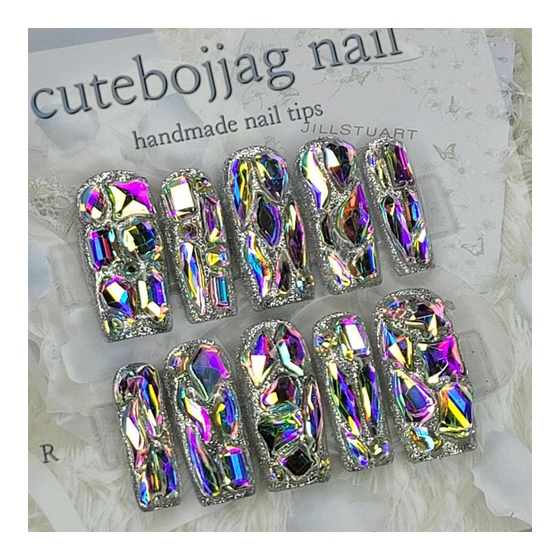 Completely full stone handmade nail tip pedi tip - Paddy