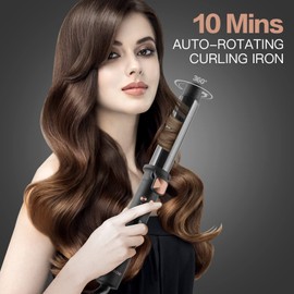 Rotating Curling Iron, Automatic Hair Curler, Curling Iron, Curling Wand, 1 1/4 Inch Ionic Rotating Hair Curler for Waves with Extra Long（5.5 inch） Tourmaline Ceramic Barrel (1.25 inch) (1.25")