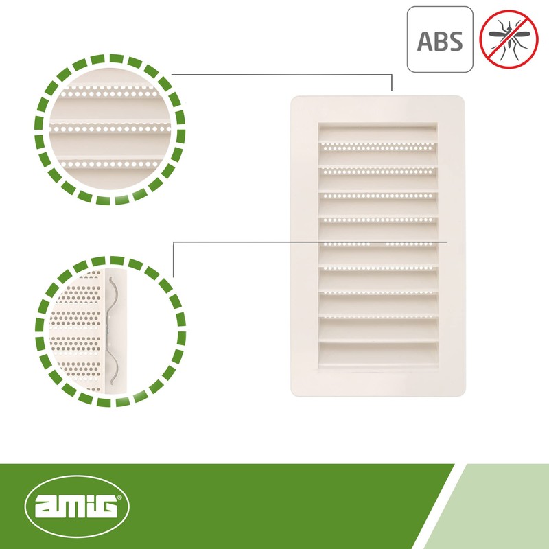 Amig - Rectangular Plastic Grille with Mosquito Net | Ventilation