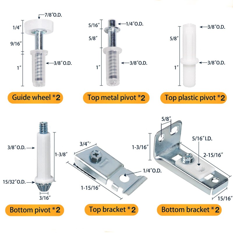 Bifold Door Hardware Repair Kit, 2-Pack Bifold Closet Door Hardware
