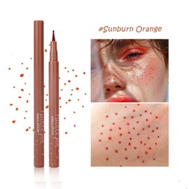 Waterproof Long Lasting Quick Dry, Natural Lifelike Fake Freckle Pen Makeup, Easy To Color Soft Dot Spot Pen for Effortless Makeup (#Sunburn Orange)