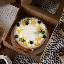 SmilerSmile SmilerSmile 8x8x5 Inches Cake Boxes with Windows 20pcs 8 Inch Cake Box Bakery Boxes Kraft Pastry Boxes Disposable Cake Containers for Cakes,Pastries,Pies,Dessert/Brown