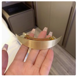 2 Pcs French Metal Oval Hair Barrettes Non-Slip Hair Clip Classic Ponytail Clamps Clasp Vintage Metal Hair Pins Simple Retro Hair Accessories for Women Thick Long Hair (Gold+Silver)