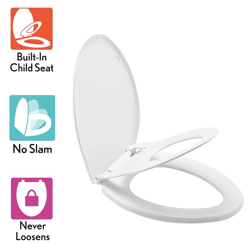 Little2Big Toilet Seat with Built-In Potty Training Seat, Slow Close,