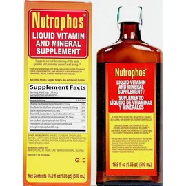 Nutrophos Liquid Dietary Supplement with B vitamins and minerals 16.9oz 500ml