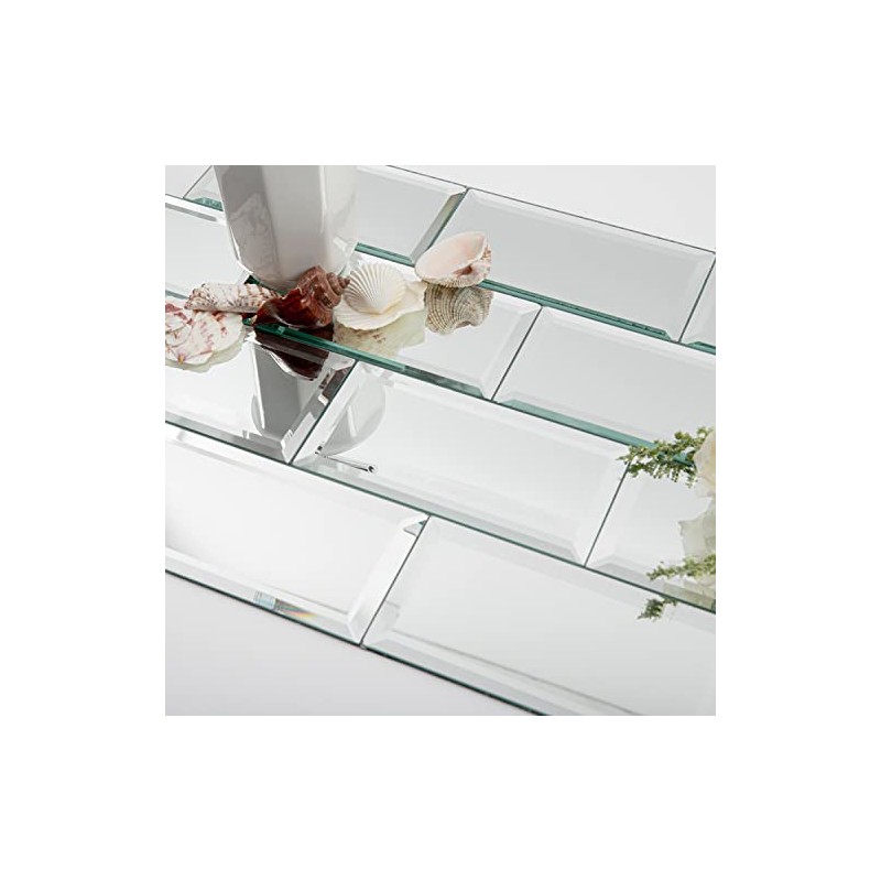 Lovdeco Mirror Peel and Stick Tile, Beveled Subway Mirror Backsplash