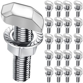 Hammer Head Screws M6 x 30 Stainless Steel A2-70, Pack of 20 Hammer Head Screws with Locking Tooth Nuts Flange Nuts Hanger Bolts M6 for PV Solar Mounting Rails Greenhouse and Aluminium Profile for