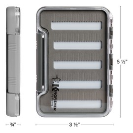 Super Slim Waterproof Fly Box Foam Insert Medium Foam A & Foam B, Grey Box, 2 Pack