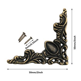ZZHXSM 16PCS Bronze Lace Decorative Corner 2 inches with 48 Screws Vintage Right Angle Decorative Corner Lace Wooden Box Wine Box Corner Alloy Decoration for Decorating Chests Cabinets Tables
