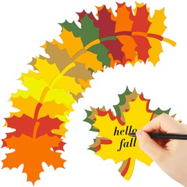 Demissle 135 Pcs Large Fall Leaves Cutouts Maple Paper Leaf Cutouts 4'' for Bulletin Board with Glue Points Autumn Assorted Artificial Fall Leaves for Craft Thanksgiving (Bright Colors)