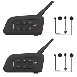 MIMIRACLE V4 Plus Motorcycle Helmet Bluetooth Intercom Headset, Up to 4 Riders 1500M IP65 Waterproof Motorbike Communication System for Skiing/ATV/Off Road -2 Pack