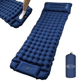 ACTIVE FOREVER Self-inflating Camping Mat, 9cm Thickness Inflatable Sleeping Mat with Pillow Built-in Foot Pump, Compact Waterproof Air Mattress for Outdoor Camping, Backpacking, Hiking, Beach, Blue