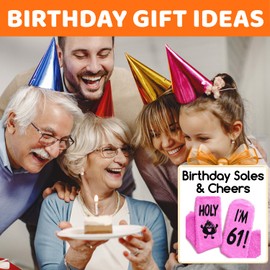 HAPPYPOP 61st Birthday Gifts for Women - 61 Year Old Birthday Gifts Ideas, Gift Ideas for 61 Year Old, 61st Socks in Pink