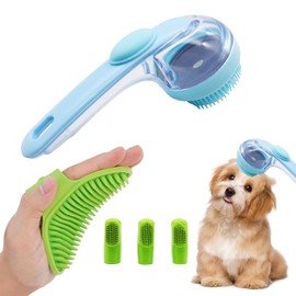 Dog Bath Brush Kit – Pet Bath Brush With Soap Dispenser, Pet Toothbrush, Soft Silicone Bristle Shower Massage for Dogs & Cats - Tangle-Free Glide & Coat Stimulation