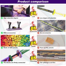 Jorumo Sword Building Set, 39in Kokushibo Sword Building Block with Scabbard and Stand, Handmade Cosplay Anime Sword Toy Building Set for Collecting and Gifting, 789 pcs