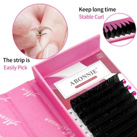 ABONNIE Easy fan lash extensions, Rapid Blooming Volume lash extensions, CC Curl cashmere Fan lash extensions, 0.07 Thickness 14mm Length Self Fanning Volume Lashes extension (CC-0.07,14mm), Black