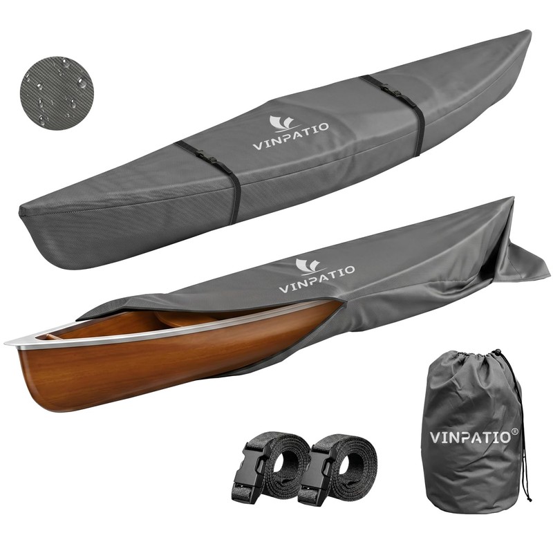 Kayak Cover 600D, Waterproof Full Coverage Canoe Cover with Zipper,