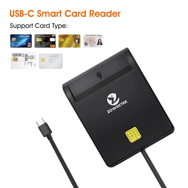 ZOWEETEK Type C CAC Reader, Smart CAC Card Reader USB