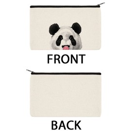 WIRESTER Canvas Zipper Makeup Bag, Cosmetic Pouch, Organizer Case for Women Girl, Multi-Purpose Travel Cosmetic Bag - Panda Bear