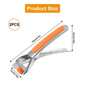 Pack of 2 anti-scalding plate grippers, anti-hot stainless steel tongs, kitchen retriever tongs, non-slip oven tongs, bowl pan dish gripper, for lifting hot dishes, bowls, pots and plates