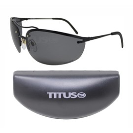 TITUS G99 Premium Wrap Around Metal Frame Z87+ Safety Glasses w/Side Shield Motorcycle Shooting DOT ANSI CE Approved Eyewear (Black Frame, Polarized Z87.1 Lenses)