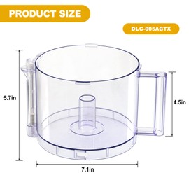 DLC-005AGTXT1 Replacement 14-Cup Food Processor Work Bowl with Gray Handle Compatible With Cuisinart DFP-14, for Cover DFP-14NWBCT1 NOTE: 4 Tabs on Top Rim of Workbowl