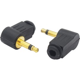 Audio Fan Mini Plug 3.5mm 2 Poles Mono Male Right Angle DIY Connector Gold Plated 2pcs