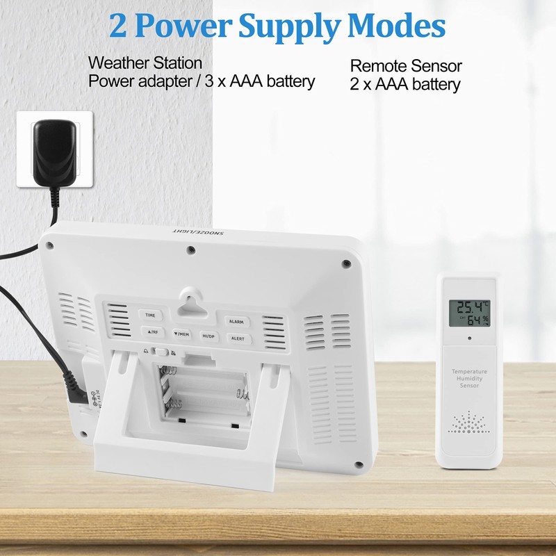 Weather Station Wireless Indoor Outdoor Weather Stations with Atomic Clock,