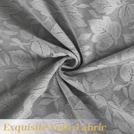 Moslovstar Lace Sheer Curtains French Sidelight Panels for Front Glass Door, Rod Pocket Half Short Door Curtains with Tiebacks, Grey Little Leaves 52" W x 40" L, 2 Pieces