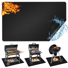 Tigvio Outdoor Grill Mat - 60x40 Inch Double-Sided Fireproof Deck and Patio Protector, Waterproof Oil-Proof BBQ Mat for Under Grill, Fire Pit or Fireplace, Heavy Duty Grill Floor Pad