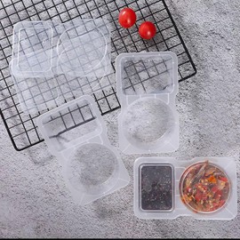 Pack of 20 Reusable Snack Pack Containers, Double Compartment Snack Containers, Portable Sauce Containers, Reusable Spice Containers with Lid, Snack Container, for Spices, Dippers, Meals, Soups